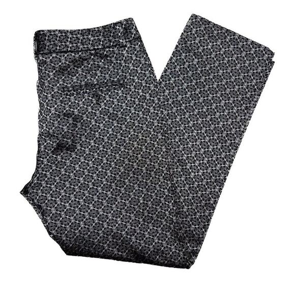 Zac & Rachel Floral Pants Geometric Print Straight Leg Black Silver Women's 6 - Picture 8 of 8